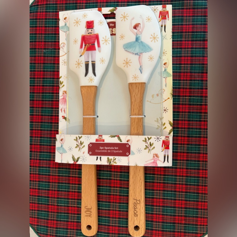 The Bakeshop 2 Piece Spatula Set Peace & Joy Christmas Nutcracker Ballet NEW